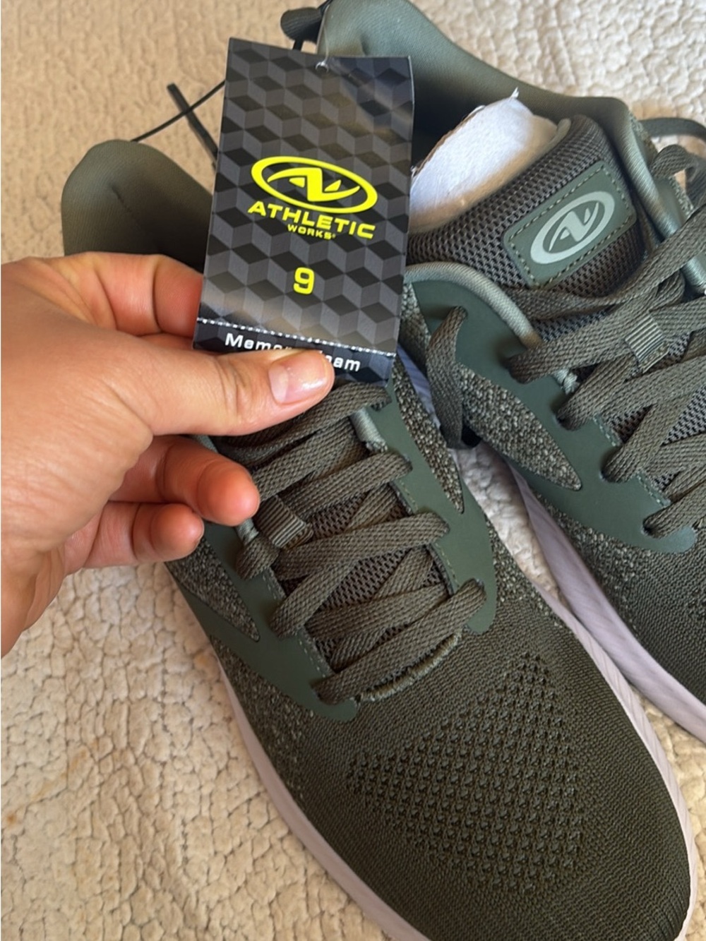 Athletic Works Men's Olive Green Mesh Athletic Sneakers